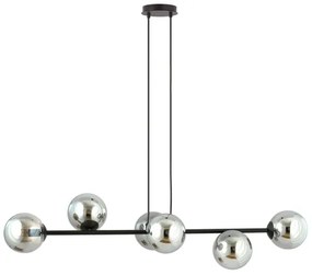 Csillár zsinóron ROSSI 6xE14/10W/230V fekete/szürke