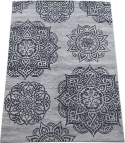 Mandala plüss szőnyeg világos szürke 80x150 cm