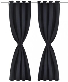 2 db fekete sötétítőfüggöny fém fűzőlyukakkal 135 x 175 cm