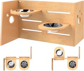 PawHut Emelt Kutyatáptartó 3 Állítható Magassággal, 2 Rozsdamentes Acél Tál, Lassú Etetés Mat, Különálló Tervezés, Kis, Közepes és Nagy Kutyák Számára