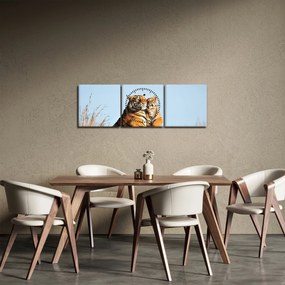 Kép - Tigris és a kölyke (órával) (90x30 cm)