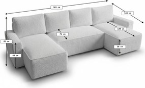 AKCIÓ Kinyitható kanapé U alakban SMART BOUCLE 303x143 cm, sötét bézs II. osztály