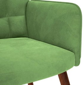 világoszöld bársony pihenőfotel lábtartóval
