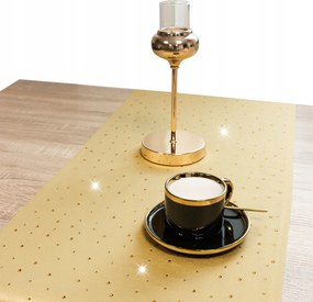 Dekoratív Asztalterítő Zafír 40x160 Arany csík Foltálló Kristályok