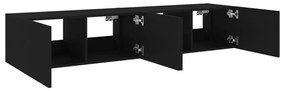 2 db fekete falra szerelhető TV-szekrény LED-del 80x35x31 cm