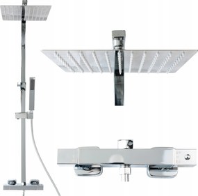 Zuhanyszett falra szerelhető termosztáttal Indes Angelo ezüst króm