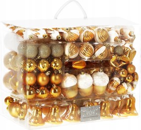 Karácsonyfadísz 149 db-os Szett XXL Arany Törhetetlen Karácsonyfa MIX Minták