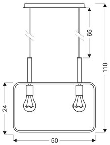 Csillár zsinóron FRAME 2xE27/60W/230V fekete