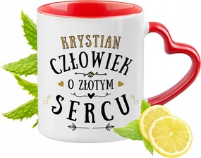 Krisztiánnak Piros Bögre Szív Alakú Füllel Ajándék