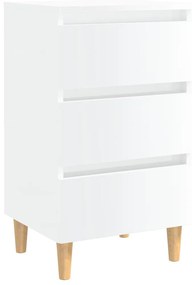 2 db magasfényű fehér éjjeliszekrény fa lábakkal 40x35x69 cm