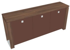 Verno+ alacsony szekrény 200 x 46 x 90 cm, üvegajtó, dió / barna