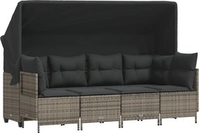 vidaXL 5 részes szürke polyrattan kerti ülőgarnitúra párnákkal
