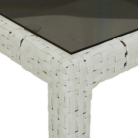 fehér polyrattan és edzett üveg kerti asztal 250 x 100 x 75 cm