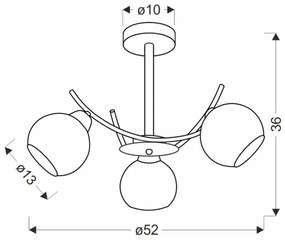 Csillár rúdon AMOS 3xE27/40W/230V fényezett króm