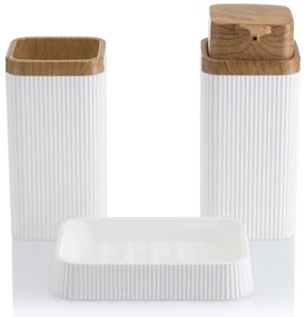 Fürdőszobai készlet ZOYA 5 db fehér/barna