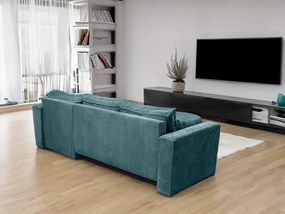 Petrolkék sarokkanapé SMART COSARO, kétoldalas + 2 párna INGYEN