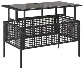 4 részes fekete polyrattan üveg kerti ülőgarnitúra párnával