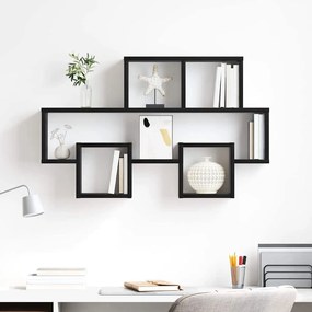 Falpolc polcokkal tárolóval Musta tammi 82 x 15 x 51 cm Faanyag