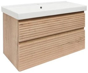 Naturel Savona Fürdőszobaszekrény mosdóval, 2 fiókos 98x53x44,8 cm matt Halifax tölgy SAVONA2100DHU1