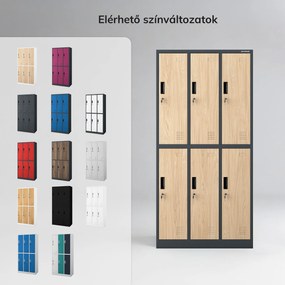 Antracit / Sonoma tölgy színű, 6 ajtós Eco Design IGOR BHP öltözőszekrény, 900 x 1850 x 450 mm