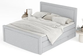 Világosszürke ágyneműtartós boxspring ágy 140x200 cm Lavenda – Maison de Rêve