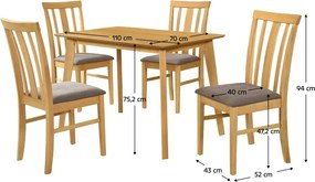 Étkezőgarnitúra 1+4, világos sonoma tölgy/sötétbarna, ROIS SET