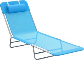 Outsunny Összecsukható Napernyő Párnával és Dőlésszögállító Háttámlával, Kék | Aosom