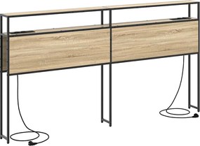 vidaXL Tároló fejtámla polcokkal tárolóval sonoma tölgy 200 cm Faanyag