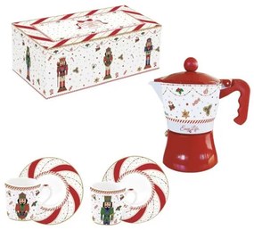 Porcelán eszpresszócsésze+alj 2 személyes, 100ml, kávéfőzővel, dobozban, Nutcracker Twist