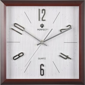Közepes Barna Szürke Négyzet Alakú Csendes Falióra Perfect PW354 35 cm