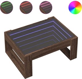 vidaXL barna tölgy végtelen hatású LED-es dohányzóasztal 70x53x30 cm