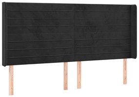 fekete bársony LED-es fejtámla 183x16x118/128 cm