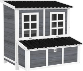 PawHut nyitott tyúkól fenyőfából, Tyúk Ház tojásrakó rekesszel, Baromfi Ház 4-6 tojótak számára, Vízhatlan tető, 100 x 86 x 100 cm, Világosszürke | Ao