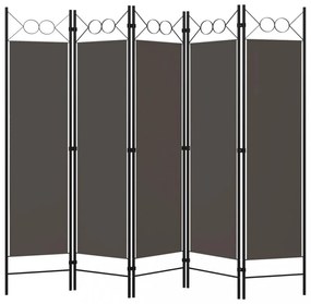 antracitszürke 5 paneles paraván 200 x 180 cm