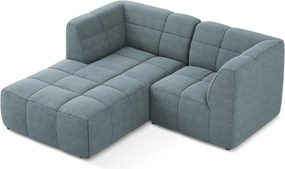 Kék buklé sarokkanapé (bal oldali-heverő résszel) Aloha – Makamii