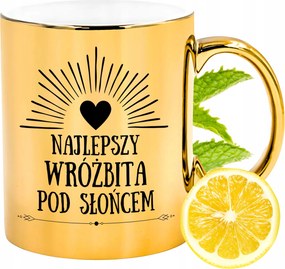 Arany csillogó bögre jósnőnek ajándék fényképes nyomtatással