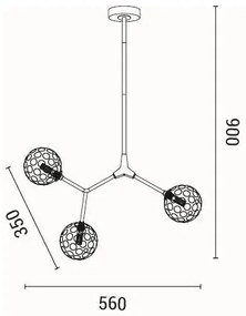 Csillár rúdon 3xG9/15W/230V szürke