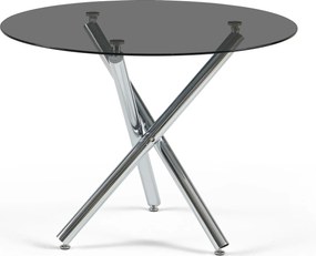 Üveg Étkezőasztal Kerek 100x75 Edzett üveg Fekete Lábak Króm