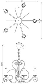 MAURO láncos csillár 5xE14/60W/230V