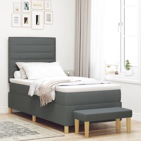 Box Spring ágy matraccal és paddal Sötét szürke 90x190 cm Szövet