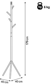 Modern Állófogas, magasság 179 cm, fém szerkezet, matt fehér lakk, teherbírás 6 kg