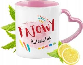 Automata bögre Rózsaszín, szív alakú füllel Kávé ajándék