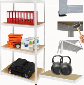 Fém tároló állvány garázs állvány Helios 180x75x35cm 4Px275kg Fehér