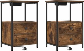 vidaXL Éjjeliszekrény 2 pcs Füstölt tölgy 40 x 31 x 60 cm Faanyag