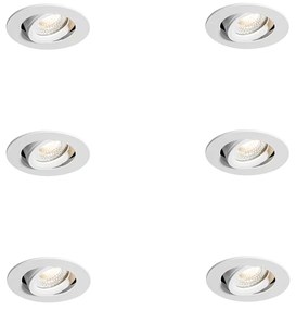 6 darabos süllyesztett spotlámpa készlet fehér dönthető 6,5 cm LED-del IP54 Ultra Slim - Pupil