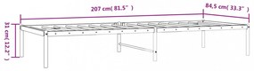 fekete fém ágykeret 80 x 200 cm