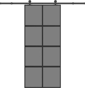 vidaXL tolóajtó vasalattal 90x205 cm edzett üveg és alumínium szett