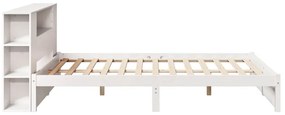 fehér tömör fenyőfa könyvespolcos ágy matrac nélkül 120x200 cm
