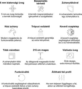 Valerie 80x120 cm szögletes hidromasszázs zuhanykabin