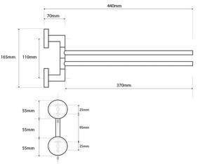 SAPHO XS405 X-Steel forgatható kétszemélyestörölközőtartó 42 cm, rozsdamentes acél